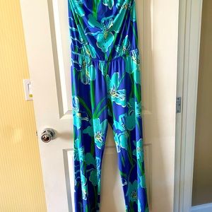 Lilly Pulitzer strapless jumpsuit. Beautiful blue and green colors. Excellent!